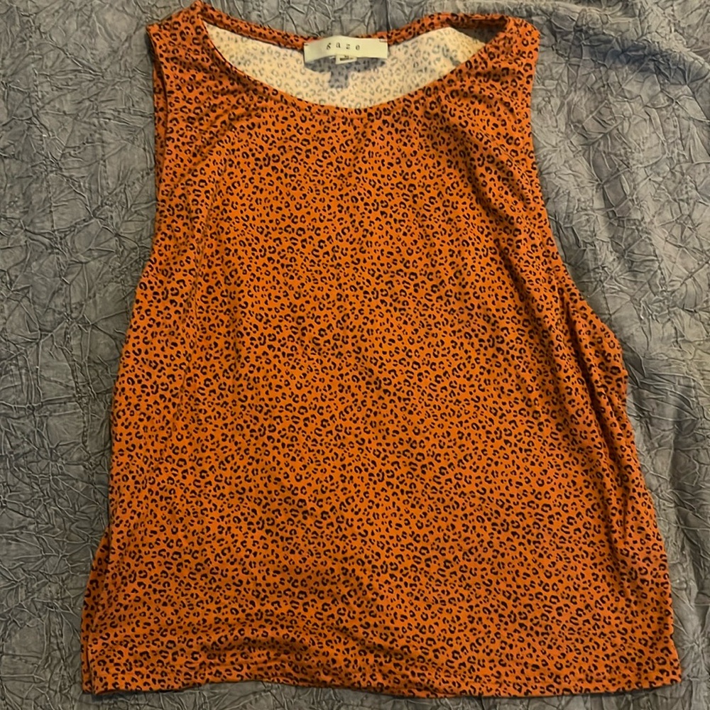 Orange cheetah print tank top
